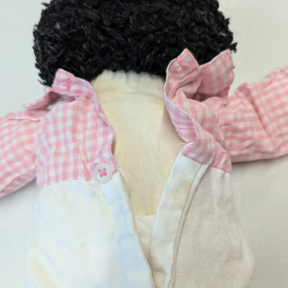 Vintage Hand Made Raggedy Ann and Andy Pink Gingham Large Size *Stains